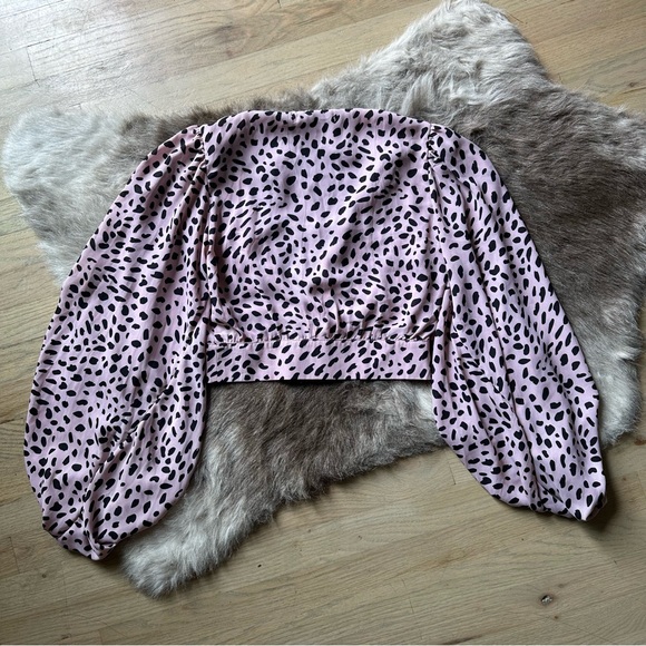 Signature8 Polka-Dot Crop Balloon Sleeve Top - Medium - NWT - Picture 2 of 5